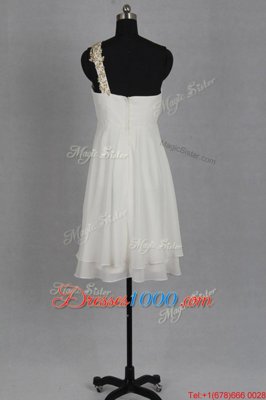 Inexpensive Sleeveless Zipper Tea Length Beading Prom Party Dress