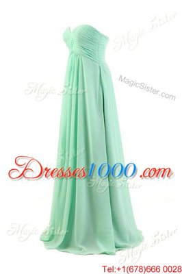 Pleated A-line Prom Dresses Apple Green Sweetheart Chiffon Sleeveless Floor Length Zipper