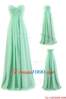 Pleated A-line Prom Dresses Apple Green Sweetheart Chiffon Sleeveless Floor Length Zipper