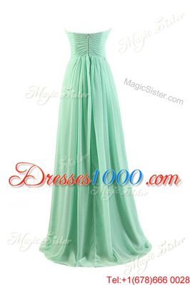 Pleated A-line Prom Dresses Apple Green Sweetheart Chiffon Sleeveless Floor Length Zipper