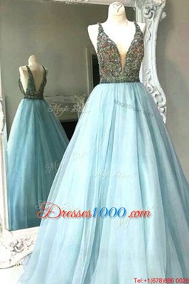 Superior Sleeveless Beading Backless Prom Evening Gown