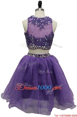 Scoop Sleeveless Side Zipper Evening Dress Lavender Tulle