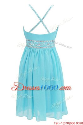 Cute Halter Top Sleeveless Chiffon Prom Dress Beading Criss Cross