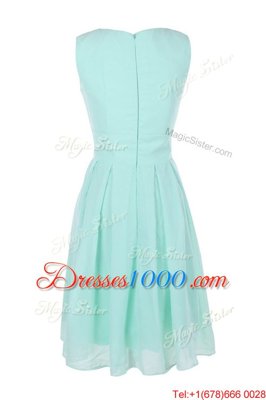 Apple Green Empire Chiffon Bateau Sleeveless Belt Tea Length Zipper Homecoming Dress