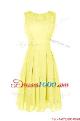 Apple Green Empire Chiffon Bateau Sleeveless Belt Tea Length Zipper Homecoming Dress