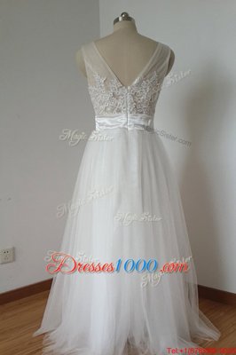 White Scoop Zipper Lace Sleeveless