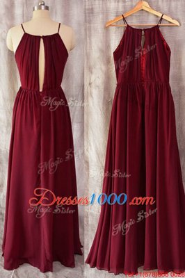 Shining Chiffon Sleeveless Floor Length Prom Evening Gown and Ruching