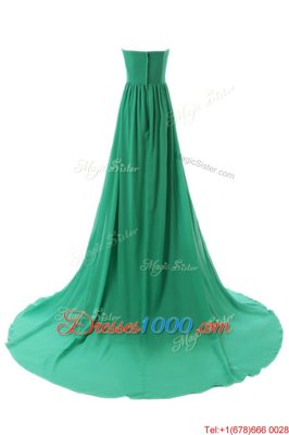 Sweetheart Sleeveless Chiffon Evening Dress Beading Court Train Zipper