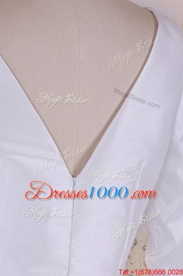 Beautiful Scoop White Chiffon Zipper Homecoming Dress Half Sleeves Knee Length Ruching