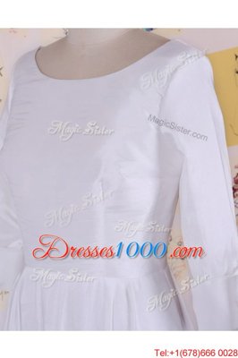 Beautiful Scoop White Chiffon Zipper Homecoming Dress Half Sleeves Knee Length Ruching