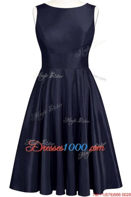 Lovely Scoop Knee Length A-line Sleeveless Navy Blue Party Dress Backless