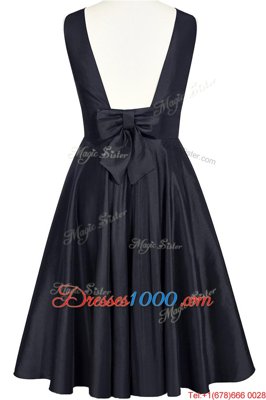 Lovely Scoop Knee Length A-line Sleeveless Navy Blue Party Dress Backless