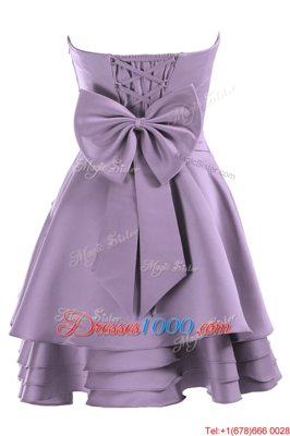 Satin Sleeveless Knee Length Homecoming Dress and Pleated and Hand Made Flower