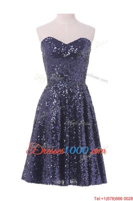 Clearance Navy Blue Dress for Prom Prom and Party and For with Sequins Sweetheart Sleeveless Lace Up
