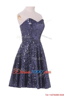 Clearance Navy Blue Dress for Prom Prom and Party and For with Sequins Sweetheart Sleeveless Lace Up