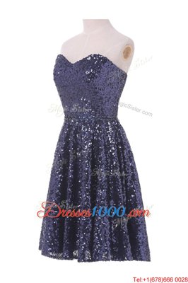 Clearance Navy Blue Dress for Prom Prom and Party and For with Sequins Sweetheart Sleeveless Lace Up