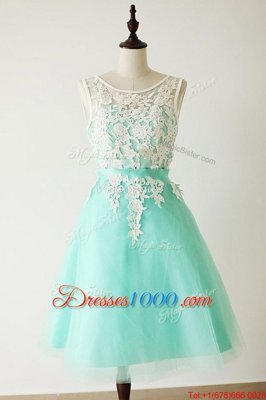 Apple Green Prom Evening Gown Prom and Party and For with Lace and Sashes|ribbons Bateau Sleeveless Zipper