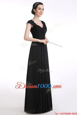 Super Cap Sleeves Lace Zipper Prom Dress