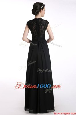 Super Cap Sleeves Lace Zipper Prom Dress