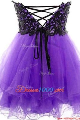 Graceful Lavender Sweetheart Lace Up Appliques Cocktail Dresses Sleeveless