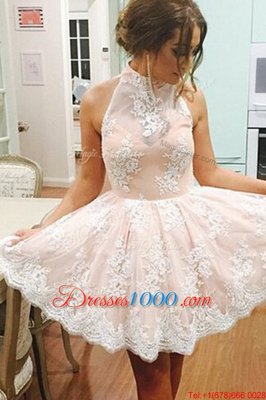Sleeveless Zipper Mini Length Lace Prom Evening Gown