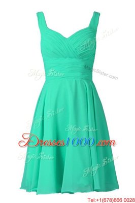 Shining Pleated Off The Shoulder Sleeveless Zipper Juniors Party Dress Turquoise Chiffon