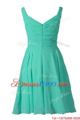 Shining Pleated Off The Shoulder Sleeveless Zipper Juniors Party Dress Turquoise Chiffon