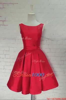 High Class Red Dress for Prom Prom and Party and For with Bowknot Bateau Sleeveless Backless