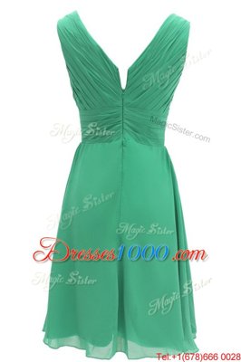 Glittering Ruching Homecoming Gowns Green Zipper Sleeveless Knee Length