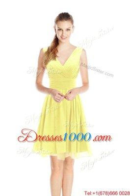 Glittering Ruching Homecoming Gowns Green Zipper Sleeveless Knee Length