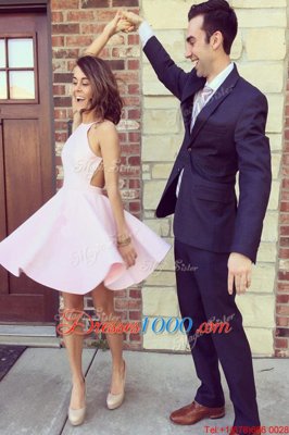 Noble Mini Length A-line Sleeveless Pink Homecoming Gowns Backless