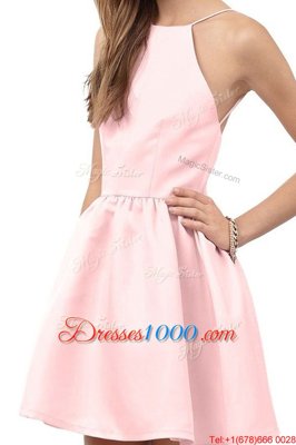 Noble Mini Length A-line Sleeveless Pink Homecoming Gowns Backless