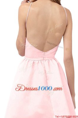 Noble Mini Length A-line Sleeveless Pink Homecoming Gowns Backless