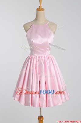 Noble Mini Length A-line Sleeveless Pink Homecoming Gowns Backless