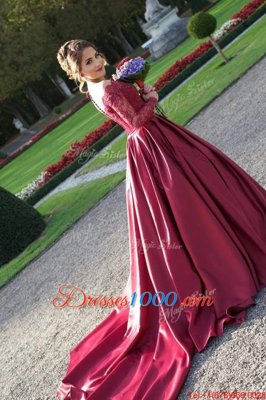 Off the Shoulder With Train Zipper Burgundy and In for Prom with Appliques Sweep Train
