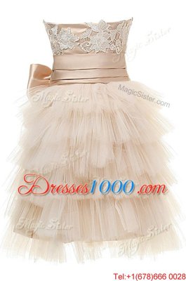 Low Price Knee Length Zipper Cocktail Dresses Champagne and In for Prom with Appliques