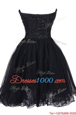 Unique Knee Length Criss Cross Prom Gown Black and In for Prom and Party with Sequins