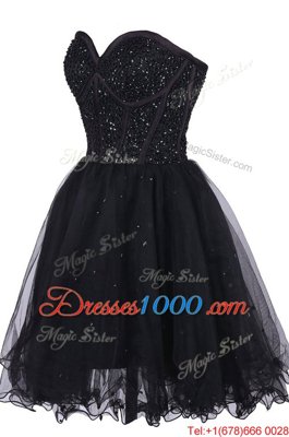 Unique Knee Length Criss Cross Prom Gown Black and In for Prom and Party with Sequins