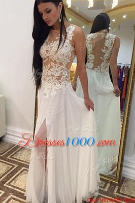 Scoop Sleeveless Organza Prom Party Dress Beading and Appliques Side Zipper