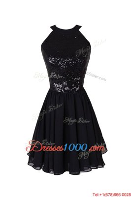 Edgy Black Evening Dress Prom and Party and For with Sequins Scoop Sleeveless Criss Cross
