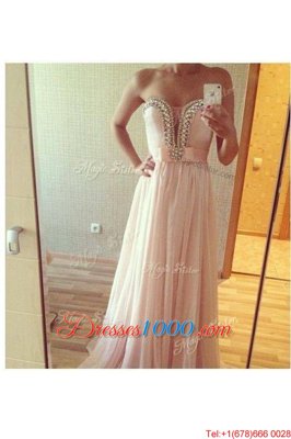 Sexy Chiffon Sleeveless Floor Length Formal Evening Gowns and Beading