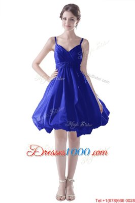 Cheap Royal Blue Sleeveless Satin Zipper Cocktail Dress for Prom and Party