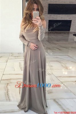 Popular Off The Shoulder Long Sleeves Chiffon Dress for Prom Ruching Zipper