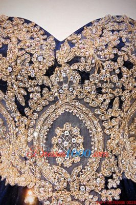 Romantic Sweetheart Sleeveless Prom Dresses Knee Length Beading Royal Blue Tulle