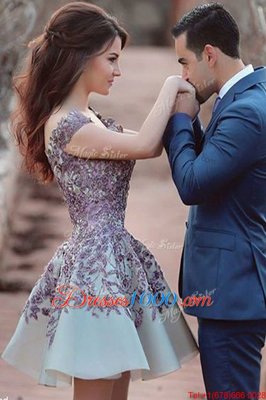 Scoop White Cap Sleeves Chiffon Zipper for Prom and Party