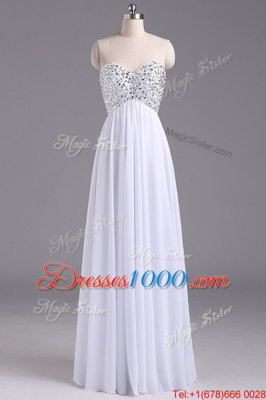Ideal Sweetheart Sleeveless Chiffon Prom Dresses Beading and Ruching Lace Up