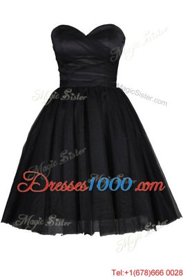 Captivating Knee Length A-line Sleeveless Black Prom Party Dress Zipper