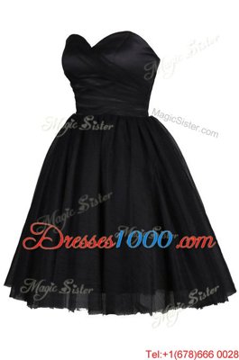 Captivating Knee Length A-line Sleeveless Black Prom Party Dress Zipper