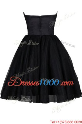 Captivating Knee Length A-line Sleeveless Black Prom Party Dress Zipper