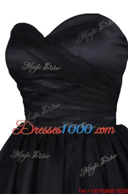 Captivating Knee Length A-line Sleeveless Black Prom Party Dress Zipper